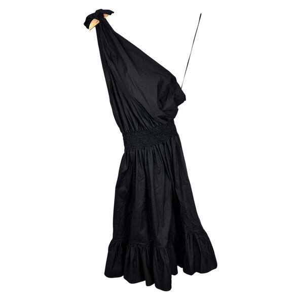 Monica Nera Demi Black Midi A-line Eco-cotton Cocktail Dress Wedding Guest Small - Picture 12 of 15